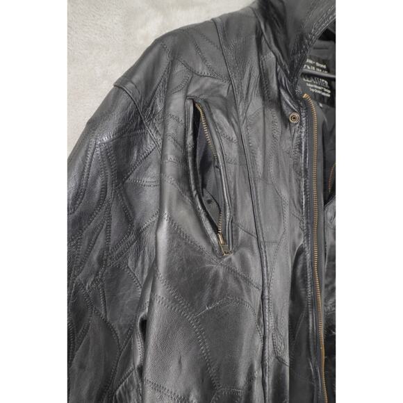 Vintage MAXAM Lambskin Leather Biker Jacket Harley Patch Mosaic Panel Black M - Picture 6 of 8